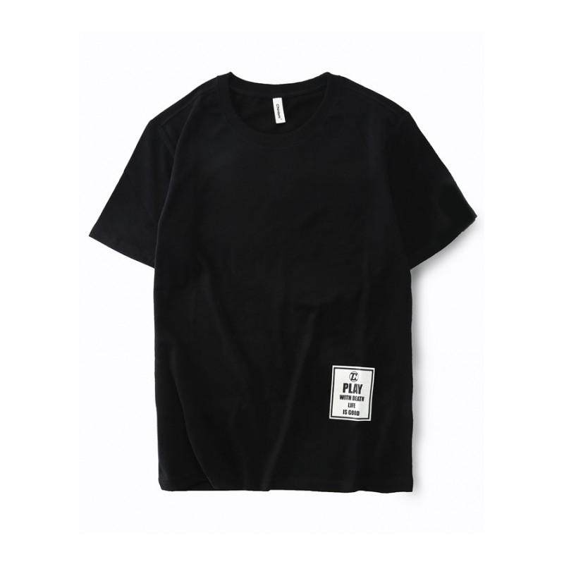 2018夏男装字母数字青春流行宽松短袖棉青印花圆领潮夏季T恤心机