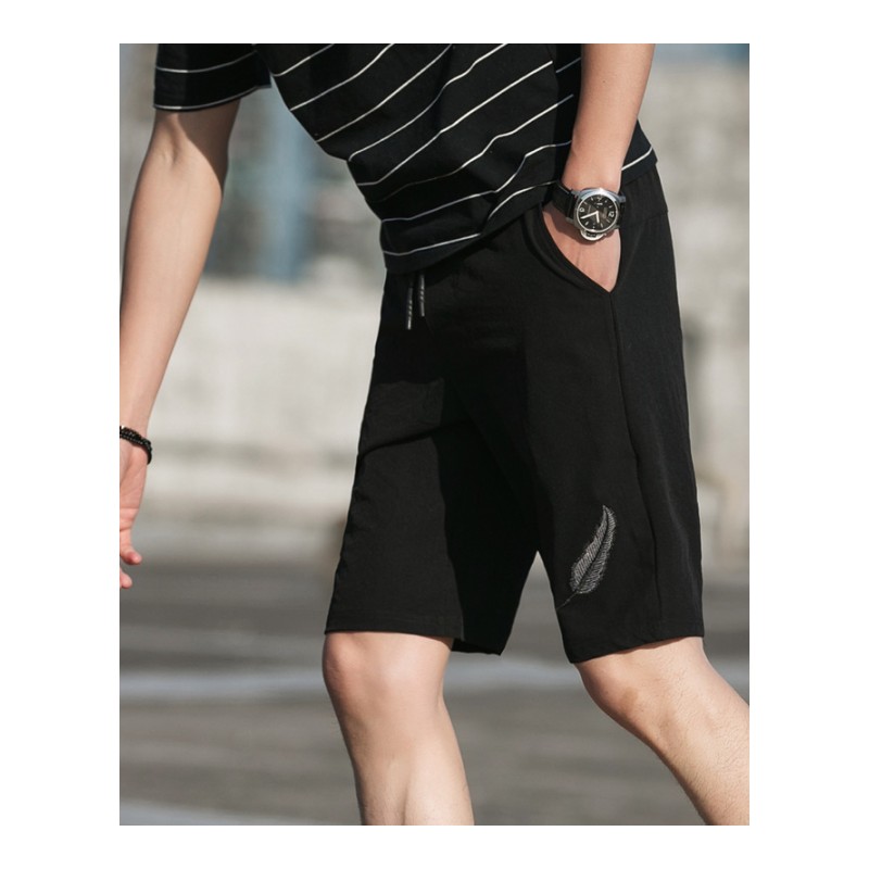 2018新款韩版男装潮纯色中腰薄直筒五分裤夏季青少年休闲裤