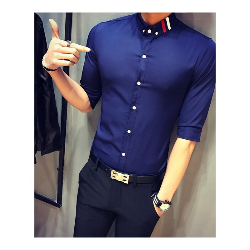 酒店夜场少爷服装男五分短袖衬衫dj酒吧服务员工作制服夏款