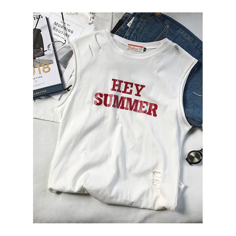 港风夏款新款男士韩版时尚个性坎肩破洞背心学生帅气宽松无袖上衣