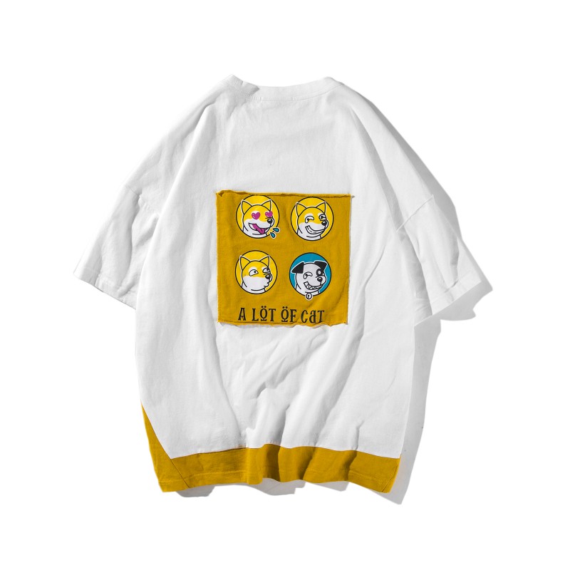 夏装新款情侣装中长款韩版bf风半袖T恤男女宽松学院风学生班服潮