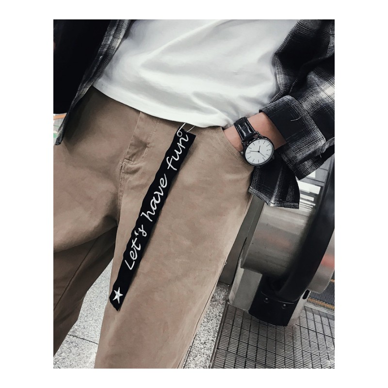 2018新款bf风裤子男韩版时尚休闲裤夏款百搭学生阔腿裤宽松直筒裤
