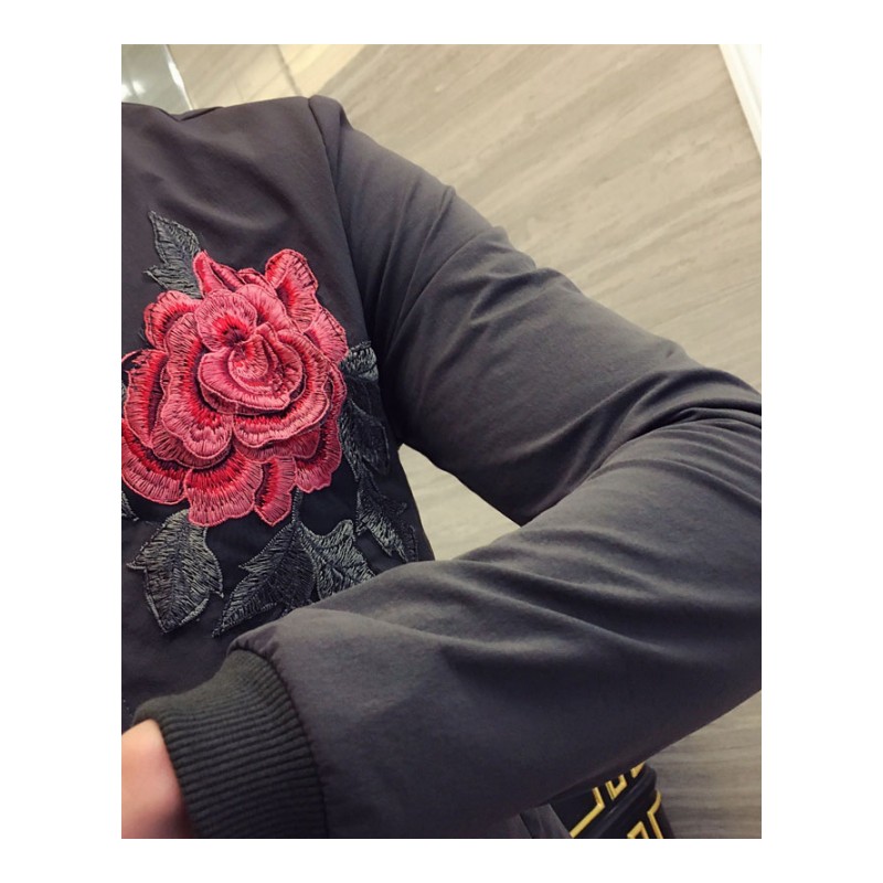 青年秋季韩版个性夹克花外套型师男装修身立领夹克衫夜店潮