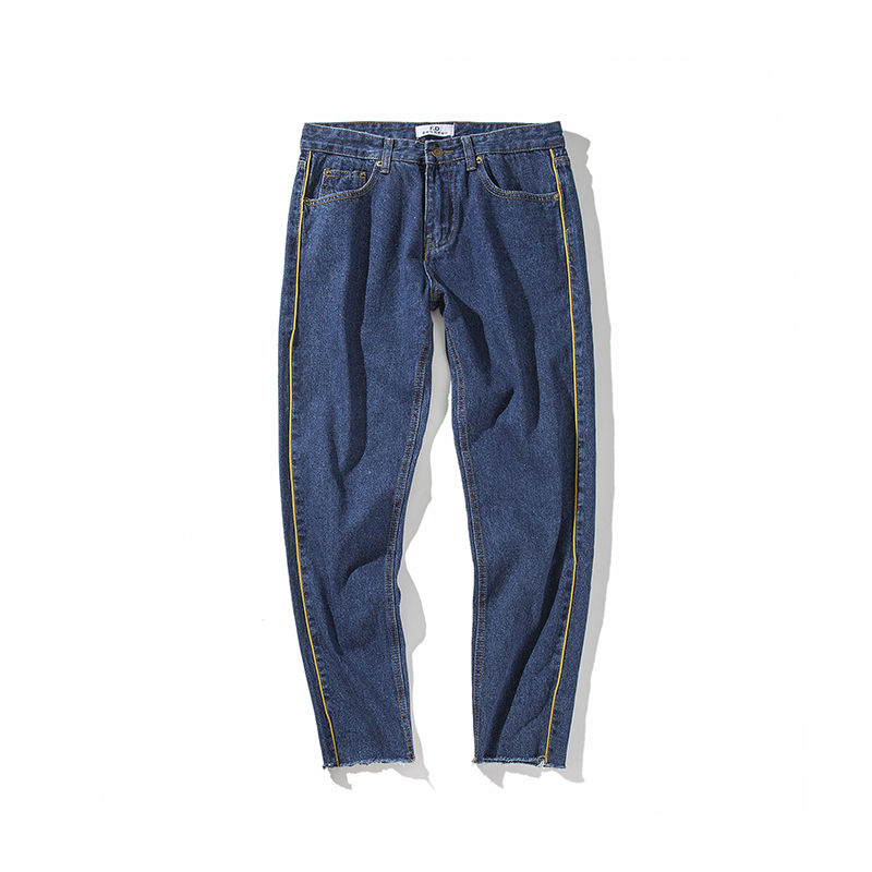 2018春季新品牛仔裤男裤子男款韩版潮百搭修身青少年直筒毛边长裤