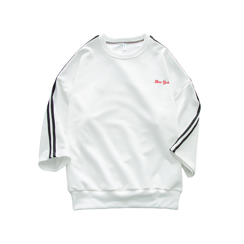 2018春季新品青少年时尚七分袖韩版时尚卫衣男款圆领中袖潮T恤衫