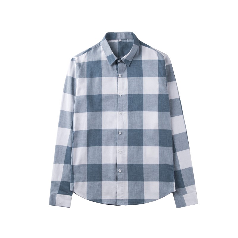 2018春季新品男款修身格子长袖衬衫青少年时尚百搭男潮型师寸衣