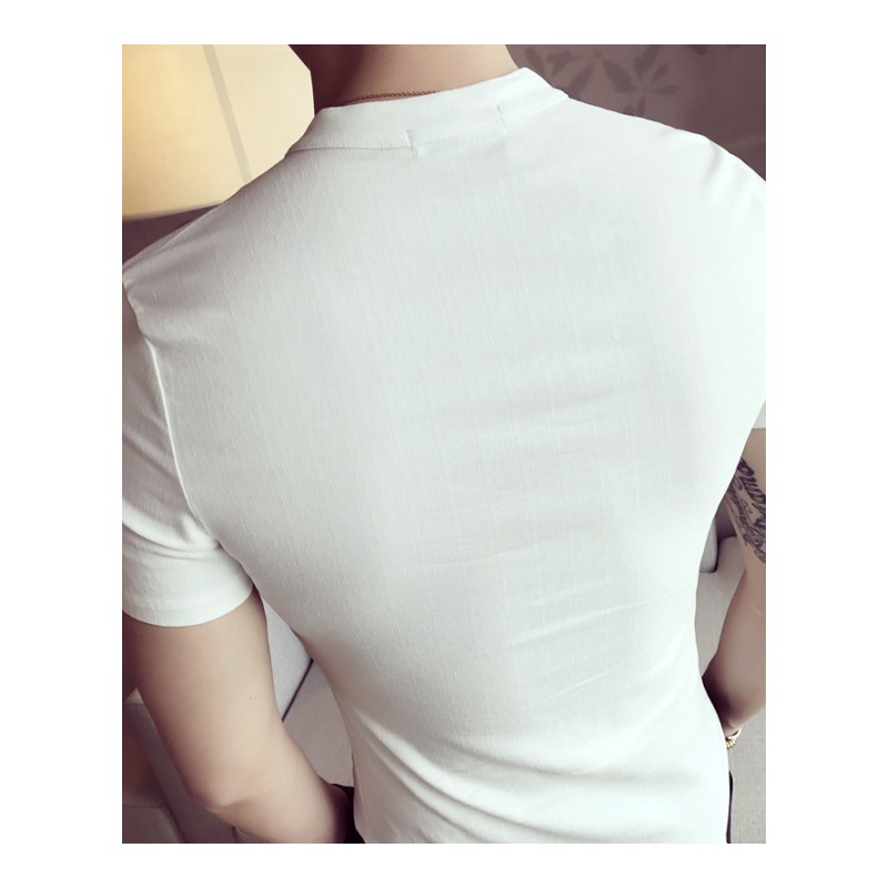 2018英伦风夏装新品硬汉男款中国风短袖T恤韩版修身休闲青年半袖T