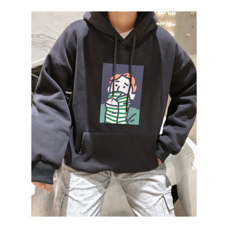 6色2018春装小清新青少年个性落肩袖韩版春夏宽松男套头连帽卫衣