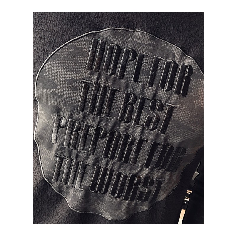 2018新品春季男款休闲时尚迷彩撞色绣花卫衣青少年圆领长袖潮上衣