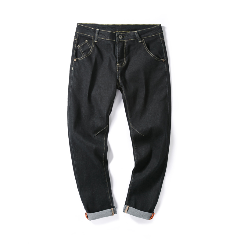 2018春季新品纯色九分牛仔裤男款韩版潮流休闲修身小脚裤港风裤子