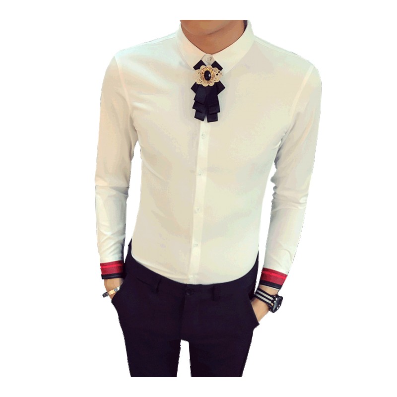 2018春季新品男款衬衫型师型男黑色礼物演出服青年潮流免烫寸衫