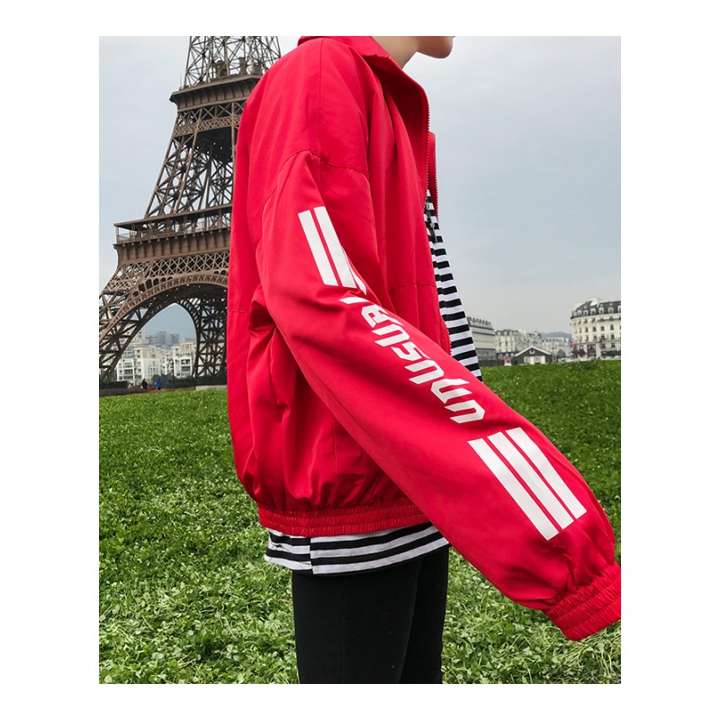 2018春装新品男装情侣装港风日系潮牌夹克青少年韩版宽松百搭外套