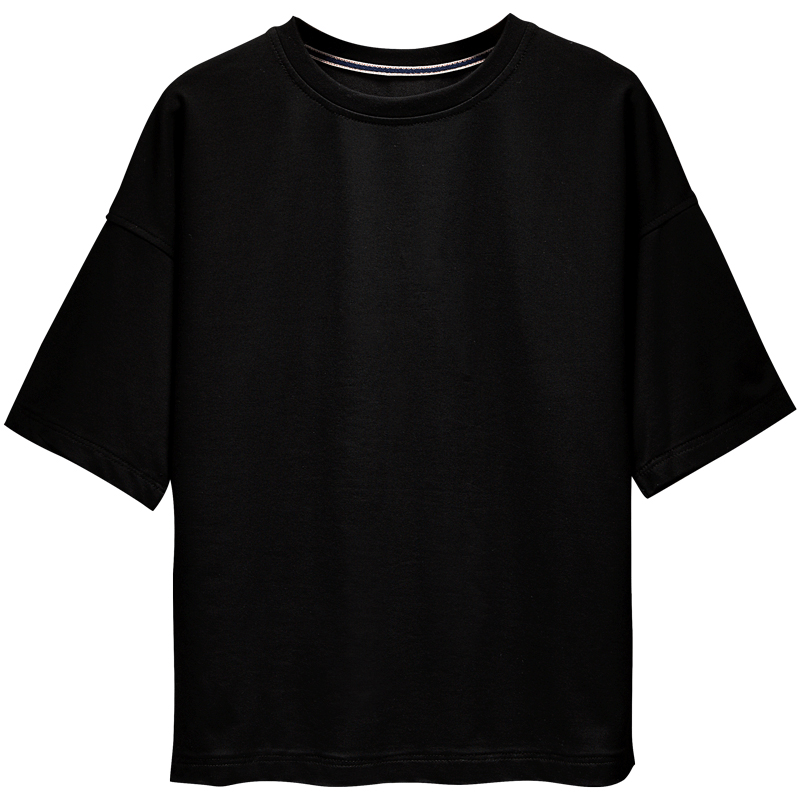 酒吧DJ美店宽松纯色5五分袖T恤夏款型师服装男潮个性嘻哈上衣
