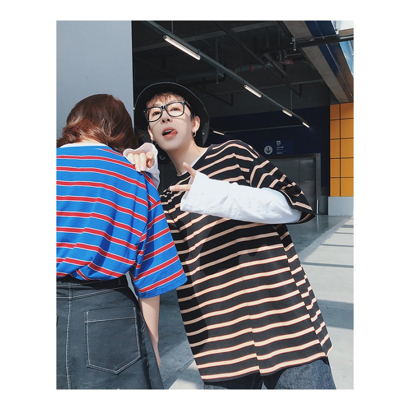 潮个性的上衣情侣装短袖夏款新款韩版宽松BF风T恤学生男女班服