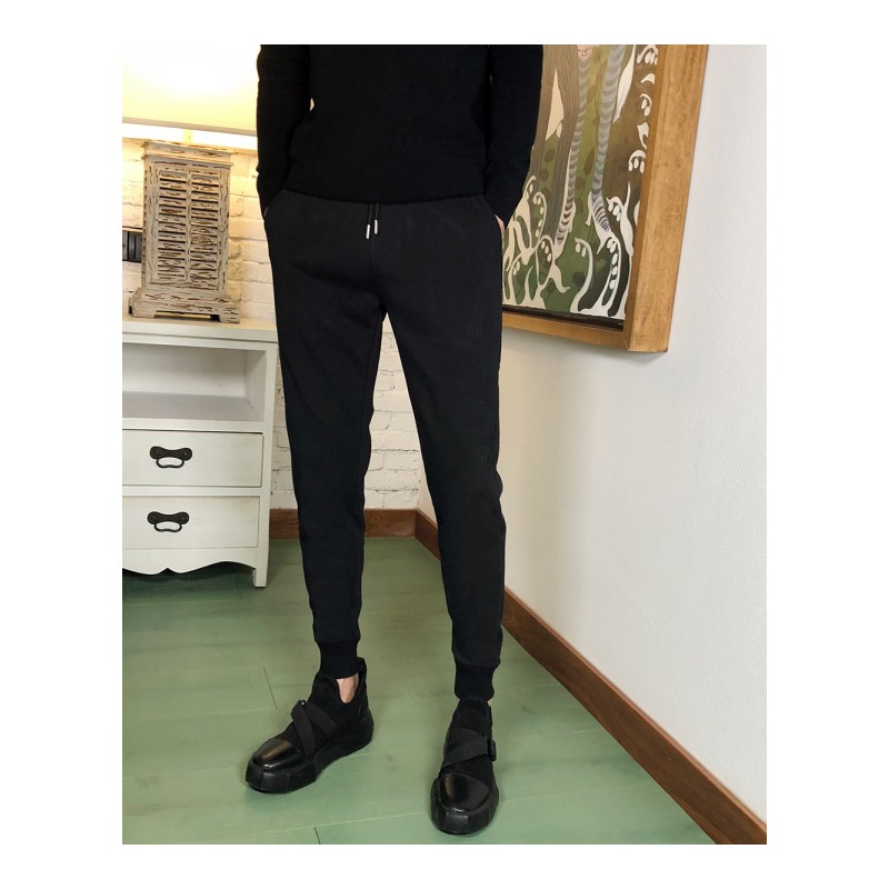 夏款休闲裤子束脚裤男修身小脚长裤韩版时尚百搭显瘦青年哈伦裤