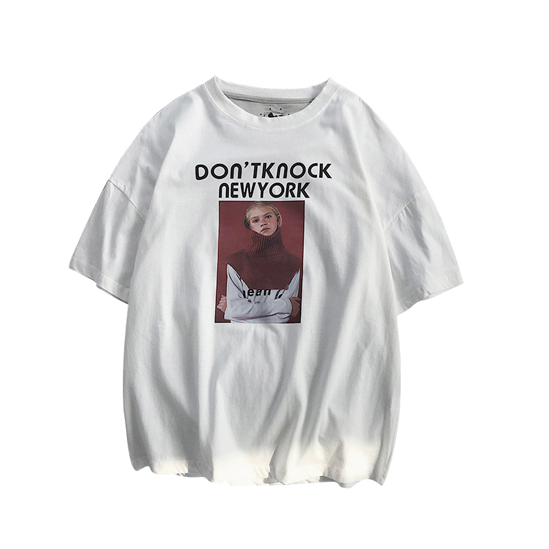 2018夏款新款气质港风情侣宽松五分袖短袖T恤男韩版时尚休闲体恤