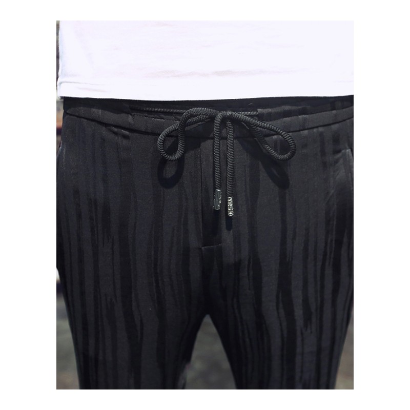 夏款 韩版修身男士小脚九分裤 时尚型师薄款条纹9分裤 男裤子