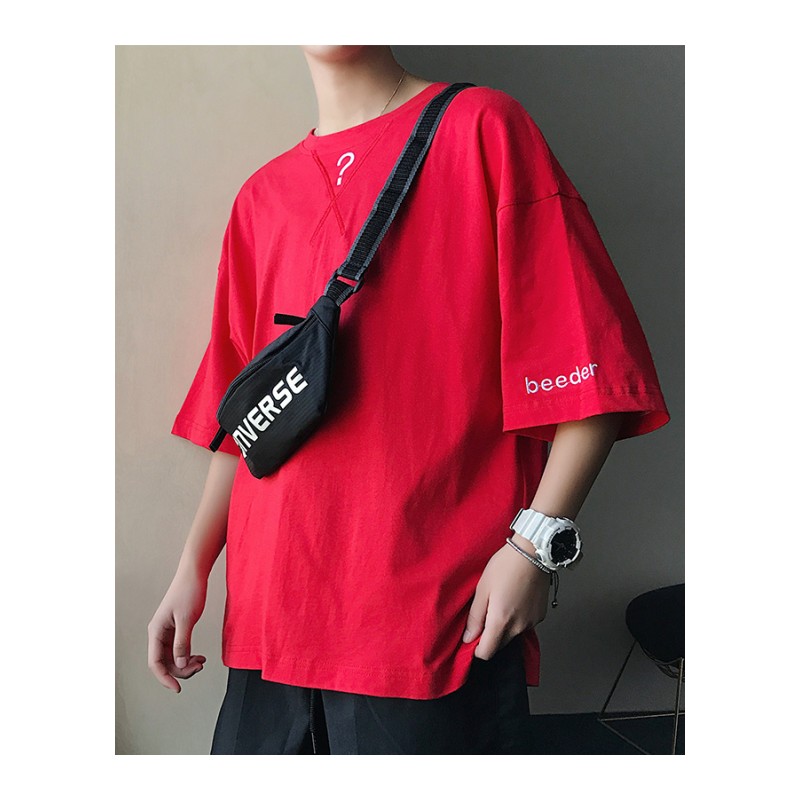 2018新款夏款男士短袖T恤男生百搭港风百搭圆领宽松半袖打底衫男