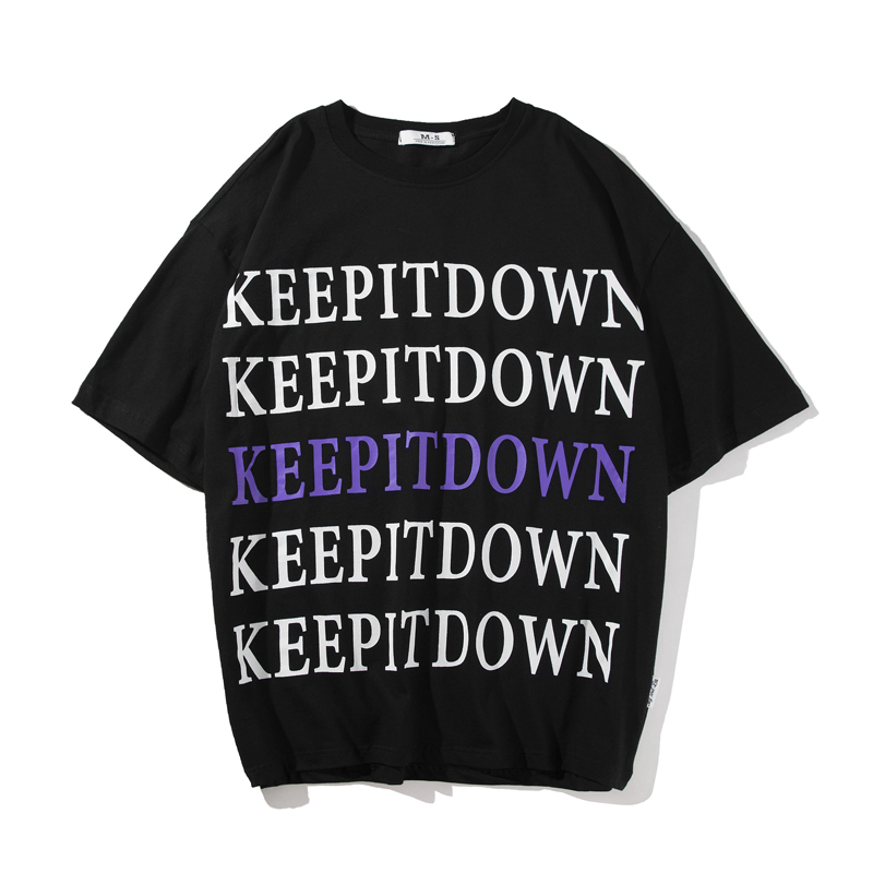 夏款韩版潮时尚网红情侣款字母印花圆领短袖T恤男女bf宽松嘻哈风