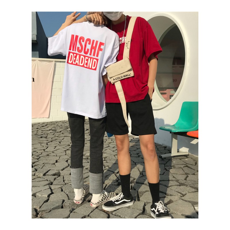 夏款韩国潮个性的上衣字母宽松情侣嘻哈潮牌短袖T恤男女款打底衫