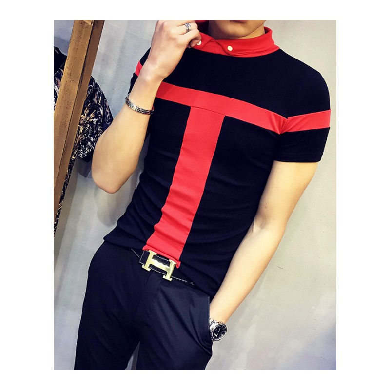 2018春夏英伦社会小伙打底半截袖韩版精神青年男士修身短袖T恤衫
