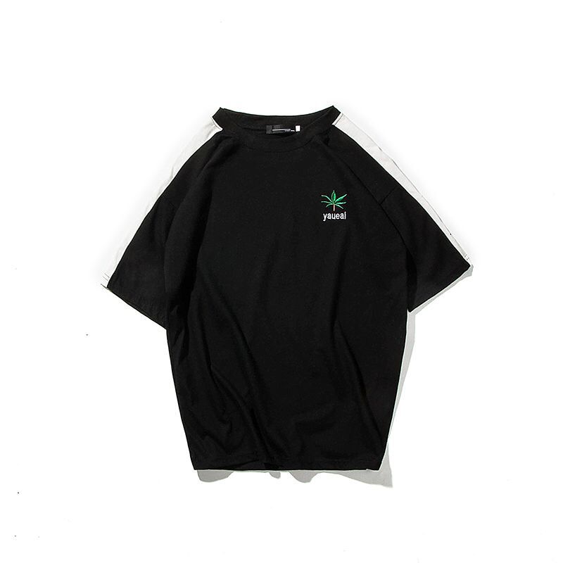 2018春夏新款港风日系宽松原宿麻叶短袖T恤男时尚半袖学生情侣T恤
