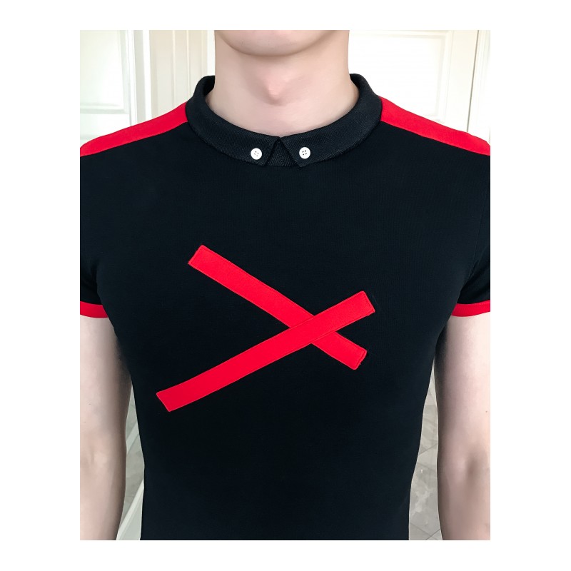 个性红人半袖小衫潮男装短袖POLO衫韩版修身夏款新款个性百搭T恤