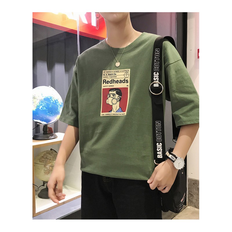 2018夏款新款韩版宽松短袖T恤男学生时尚休闲打底衫港风情侣T恤衫