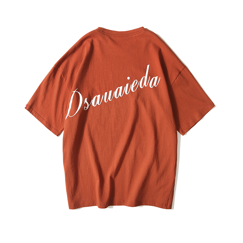 2018夏款港风半袖拼色T恤文字印花宽松百搭气质短袖情侣款