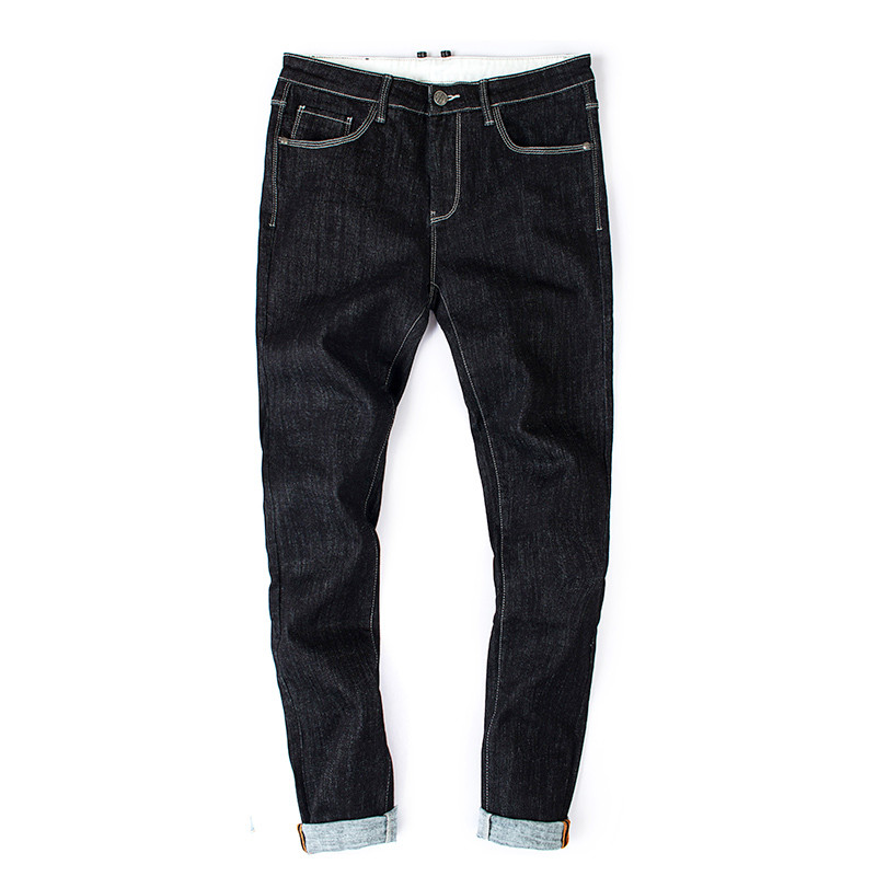 韩版简约牛仔裤男士休闲长裤春夏修身黑色百搭帅气小脚裤男裤子潮