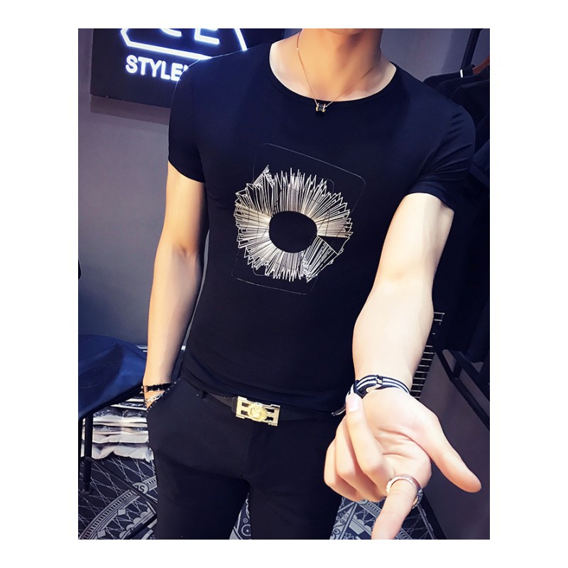 2018春夏社会人小伙短袖男士T恤韩版修身半袖小衫个红气质