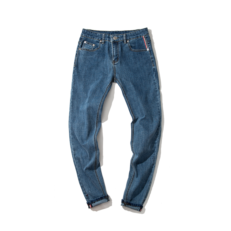 2018春夏气质时尚水洗蓝小脚九分牛仔裤男韩版个性时尚百搭休闲裤