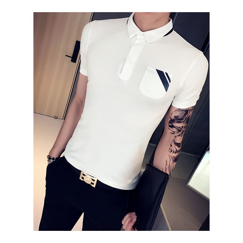 2018夏男士短袖小翻领Polo衫青年韩版修身半袖体恤学生薄款保罗衫