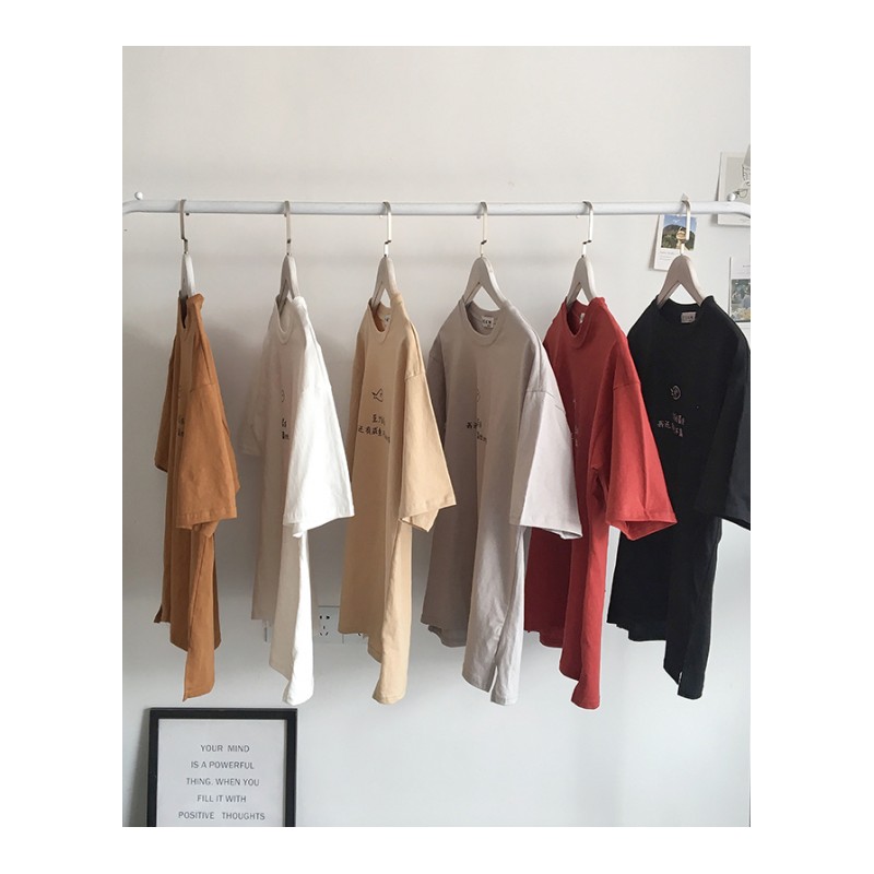 2018夏款新款文字印花圆领短袖T恤男韩版休闲百搭上衣学生半袖tee