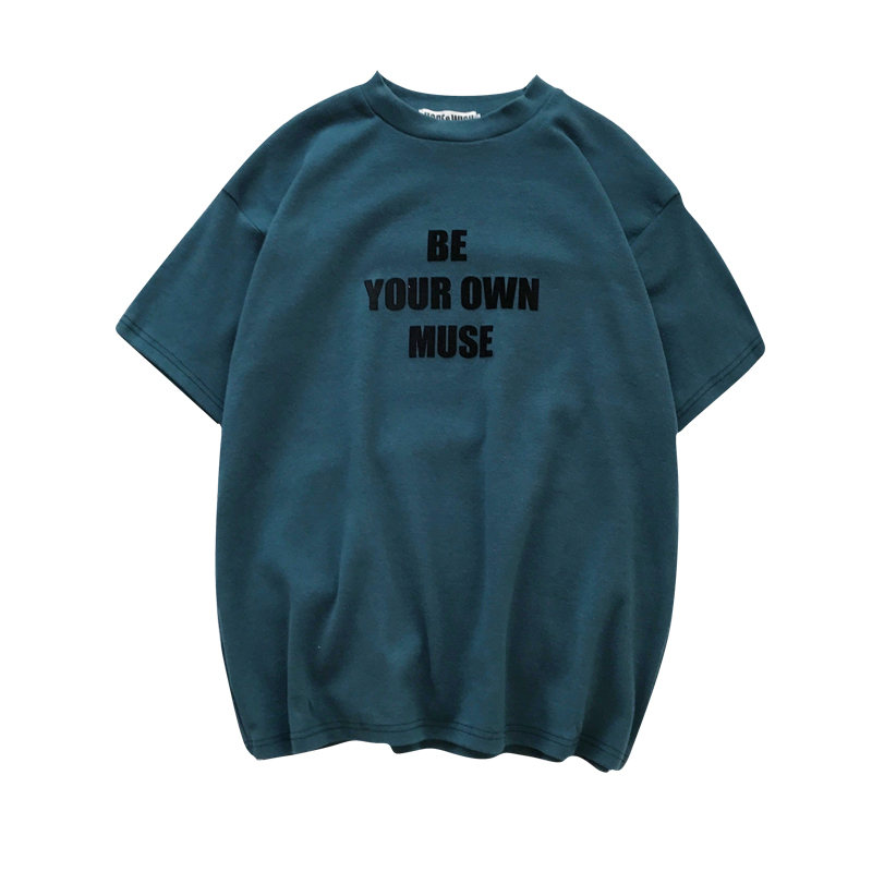 2018夏款新款情侣款宽松T恤韩版时尚英文字母学生半袖圆领打底衫