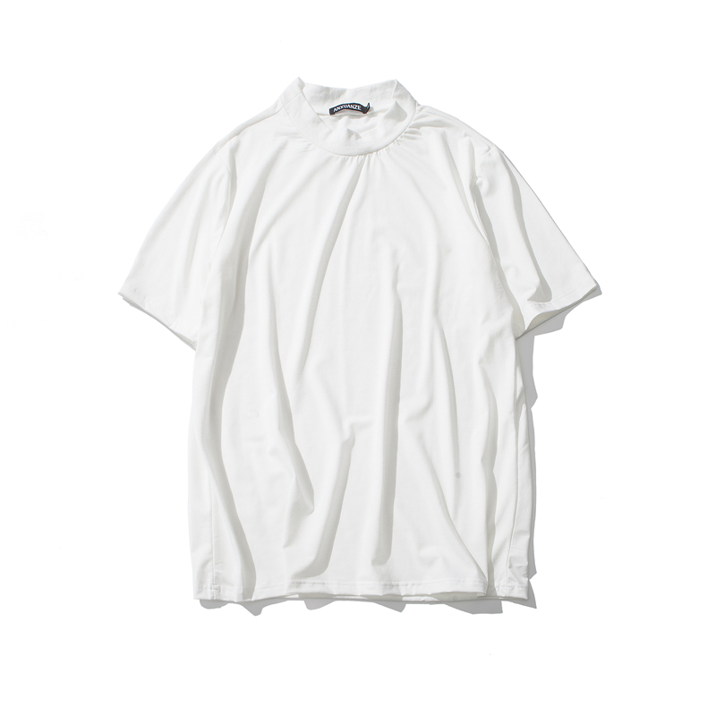 短袖T恤男2018夏款新款纯色半高领时尚修身韩版男士薄款打底体恤