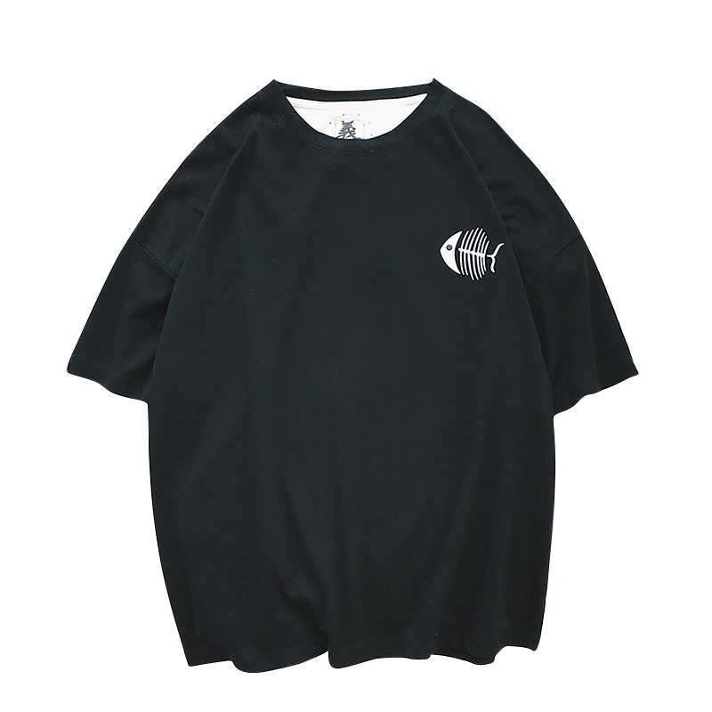 夏款新款气质情侣短袖T恤男韩版时尚时尚宽松百搭上衣简约五分袖