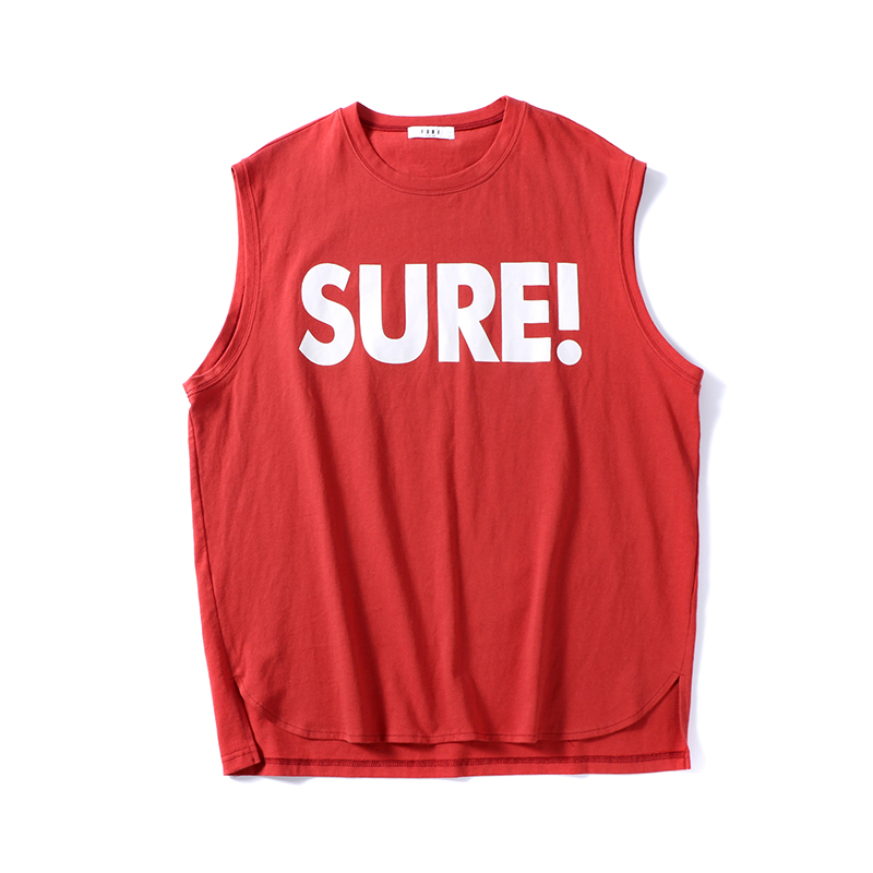 2018夏款男装休闲字母印花无袖T恤运动宽松背心学生气质打底衫潮