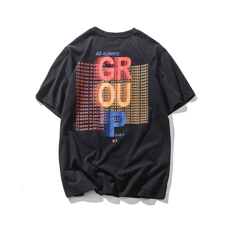 新装新款韩版日韩风情侣创意幻影字母印花圆领短袖T恤男女bf宽松