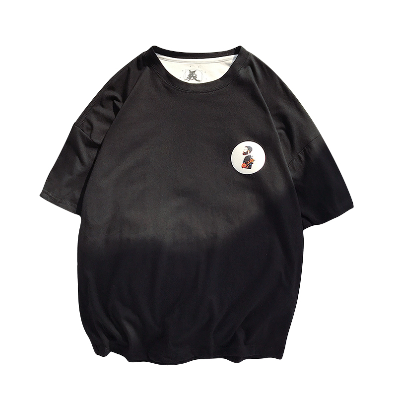 夏款新款短袖男女港风T恤圆领情侣气质上衣休闲半截袖个性打底衫