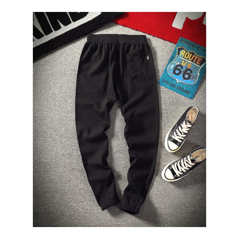 2018夏款新款九分休闲裤男士加肥大码修身小脚运动裤韩版潮男裤子