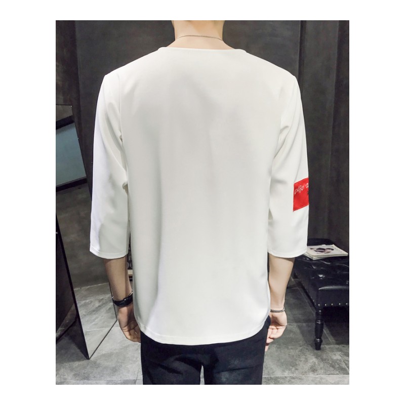 2018夏款新款男士短袖T恤韩版修身百搭七分袖中袖