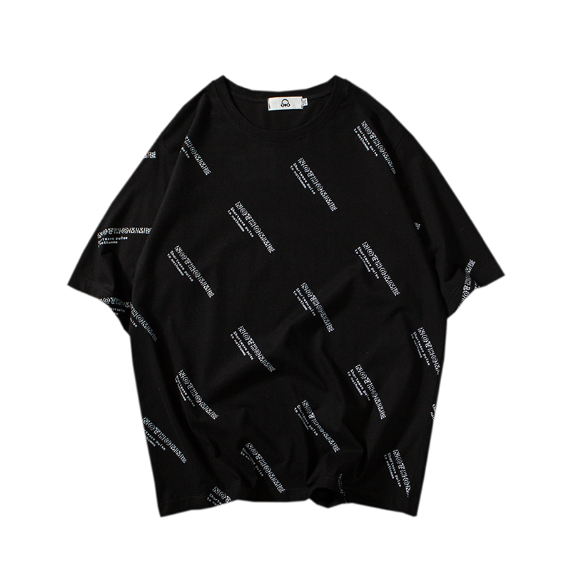 2018夏款新款字符半截袖体恤男士加肥大码宽松短袖T恤韩版潮男装