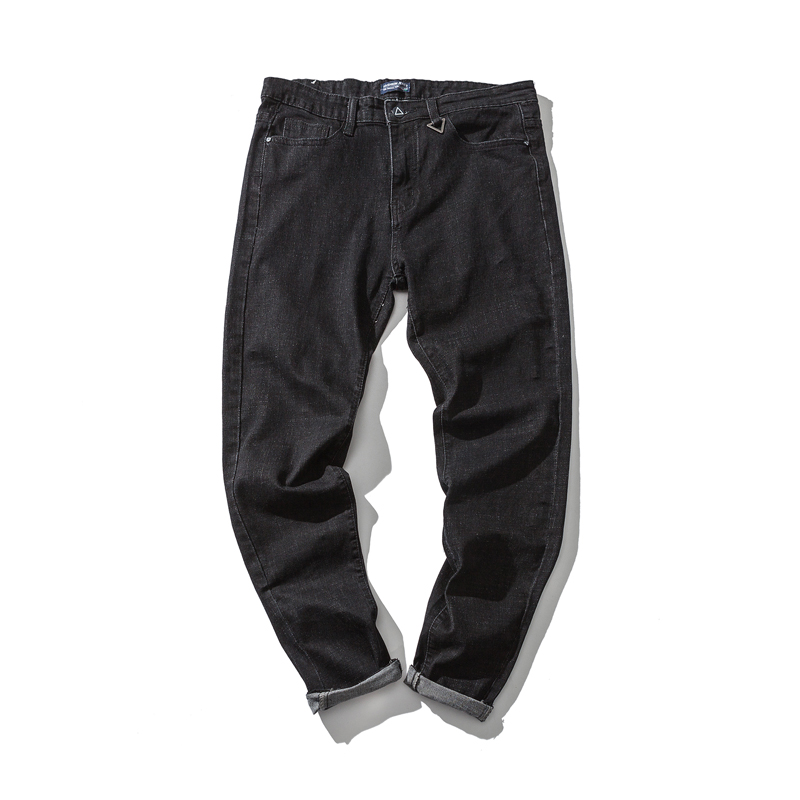 2018新款春秋原宿风青年黑色显瘦潮男裤子韩版修身百搭小脚牛仔裤