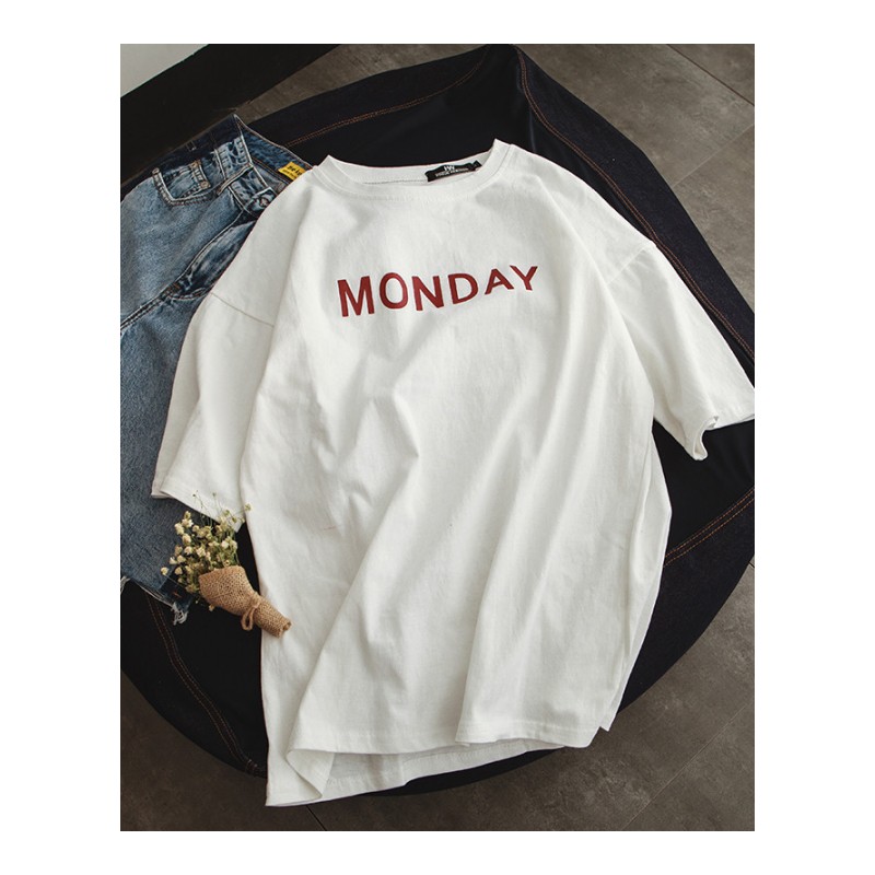 夏天休闲短袖T恤男装时尚宽松圆领衣服2018新款韩版百搭半袖小衫