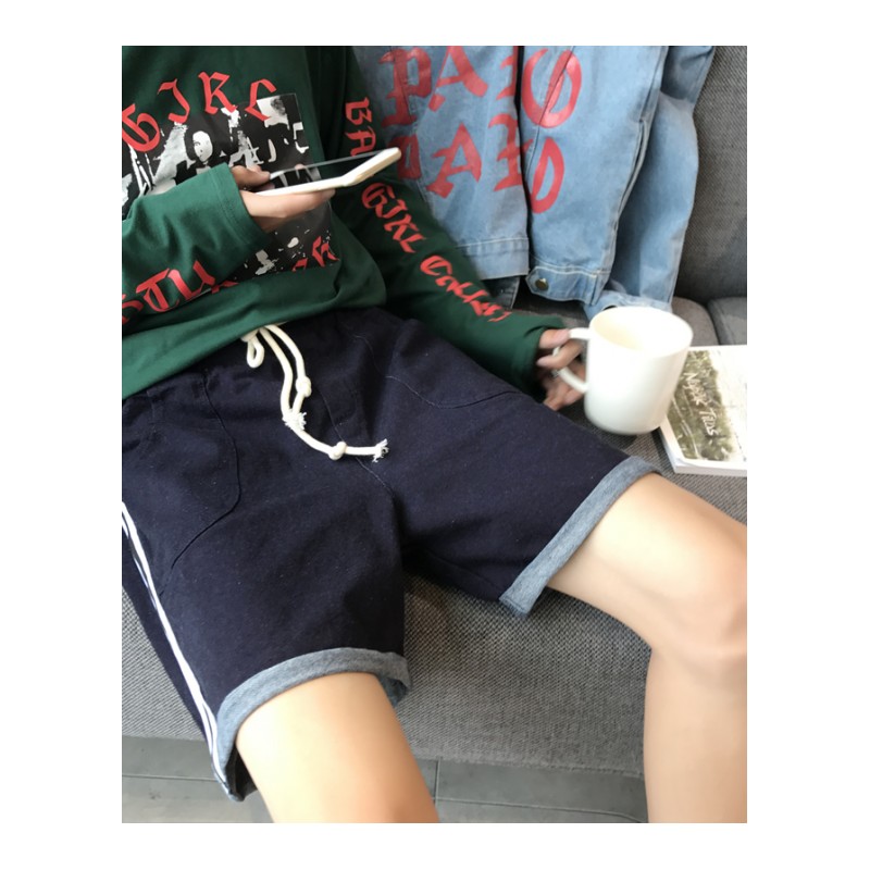 港风夏款韩版男士休闲短裤五分裤潮学生嘻哈5分裤子沙滩裤水洗