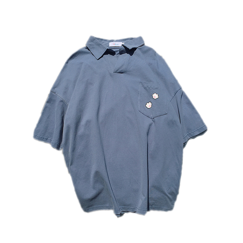 夏款2018港风猫咪印花五分短袖T恤衣服男士韩版时尚半袖学生体恤