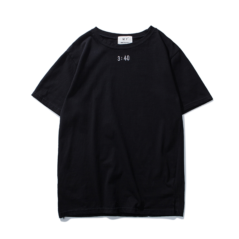2018夏款新款糖果色短袖男T恤情侣数字刺绣圆领半袖青少年学生tee