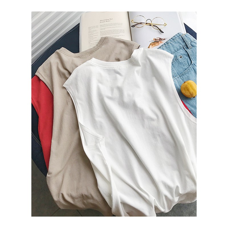 港风夏款新款字母印花无袖T恤男士韩版宽松原宿风运动休闲背心潮