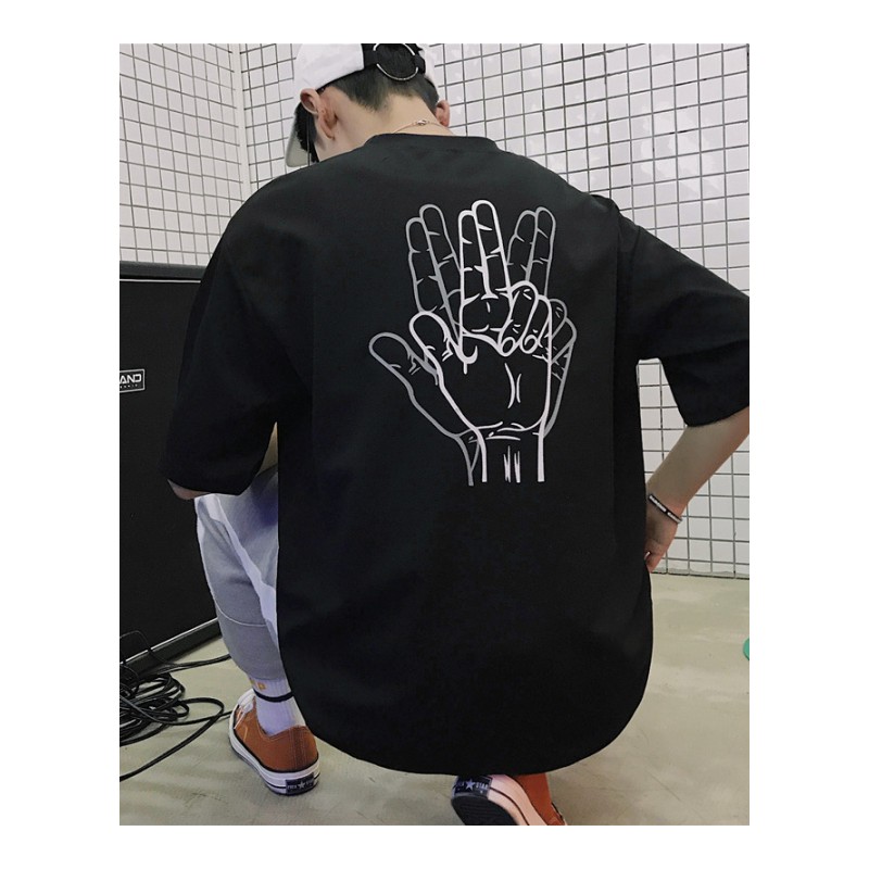 嘻哈短袖男韩版时尚圆领衣服半袖2018新款夏款学生宽松百搭T恤